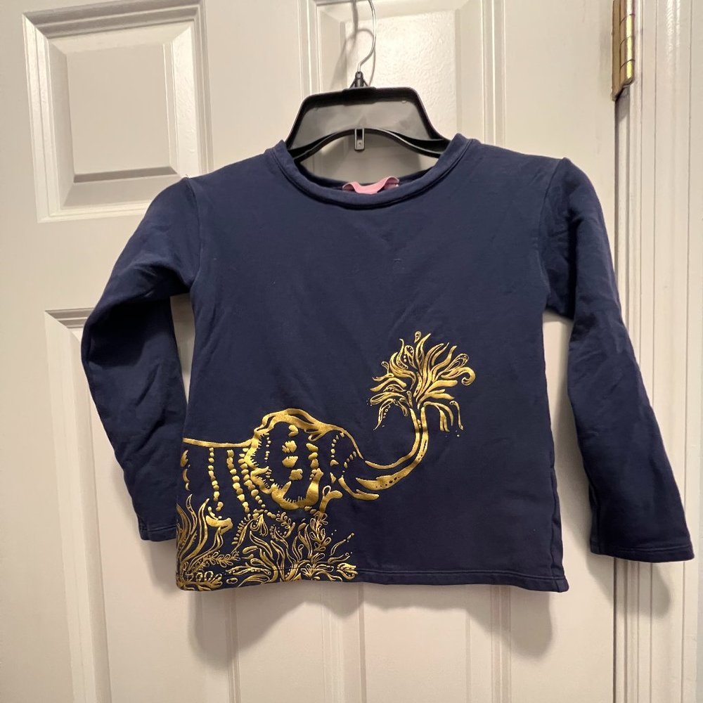 Lilly Pulitzer size m navy with gold elephant long sleeve t shirt